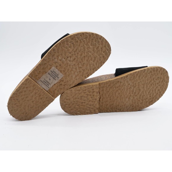 Vince Camuto Sandals Womens 6 Kanadial Black Suede Faux Fur Lined Slides Studded - Picture 11 of 11